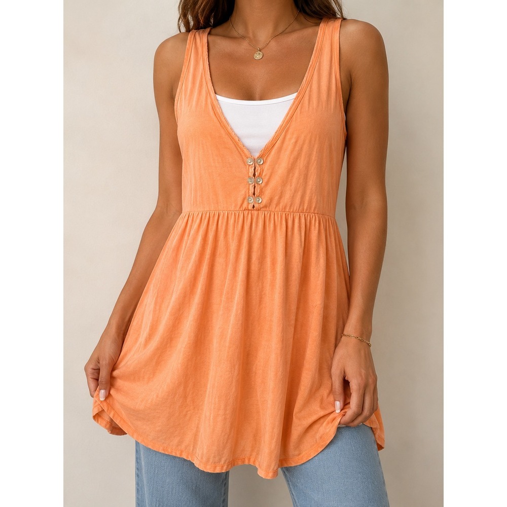 Da Nang Women's Peach Sleeveless Babydoll Tunic Top Size (S)